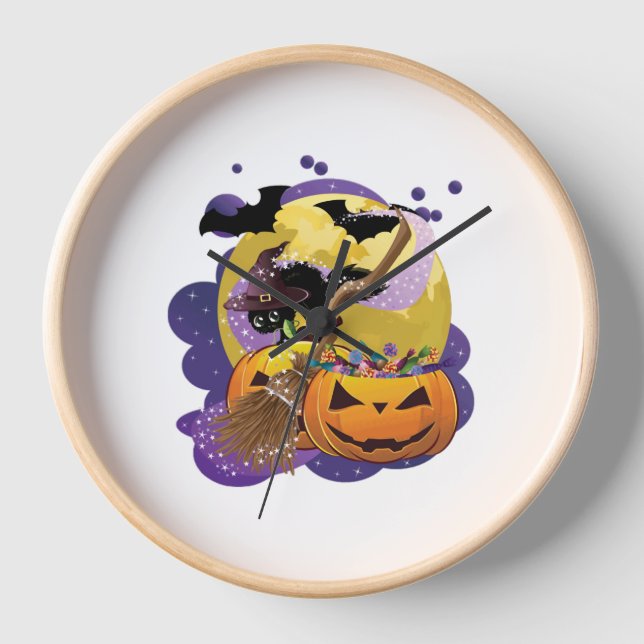 Reloj Gato negro de Halloween (Anverso)