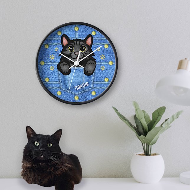 Reloj Gato negro en bolsillo falso de denim con nombre p (Subido por el creador)