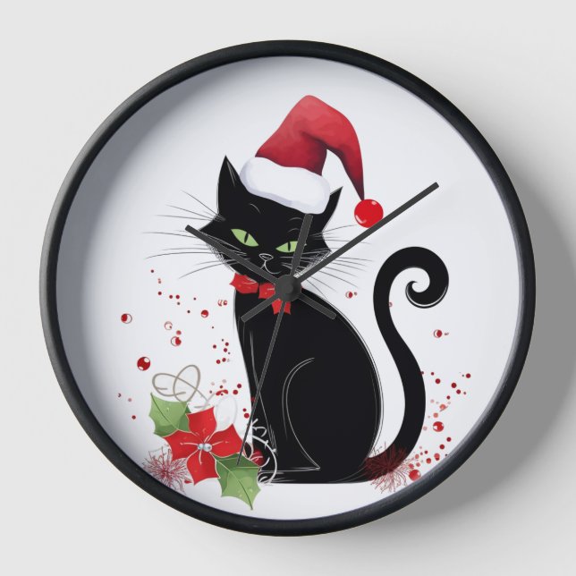 Reloj Gato negro festivo (Anverso)