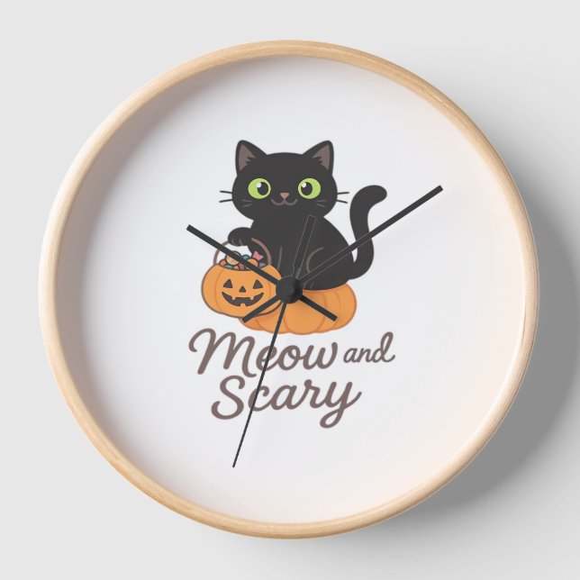 Reloj Gato negro travieso con ojos verdes brillantes en  (Anverso)