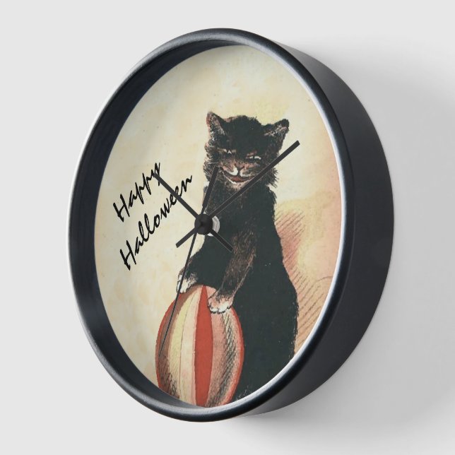 Reloj Gato negro Vintage HALLOWEEN (Ángulo)