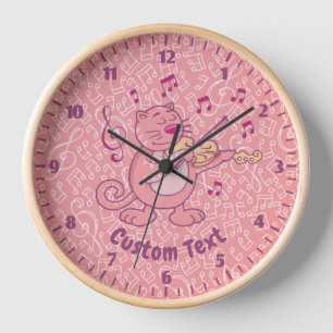 Reloj Gato rosa con violín