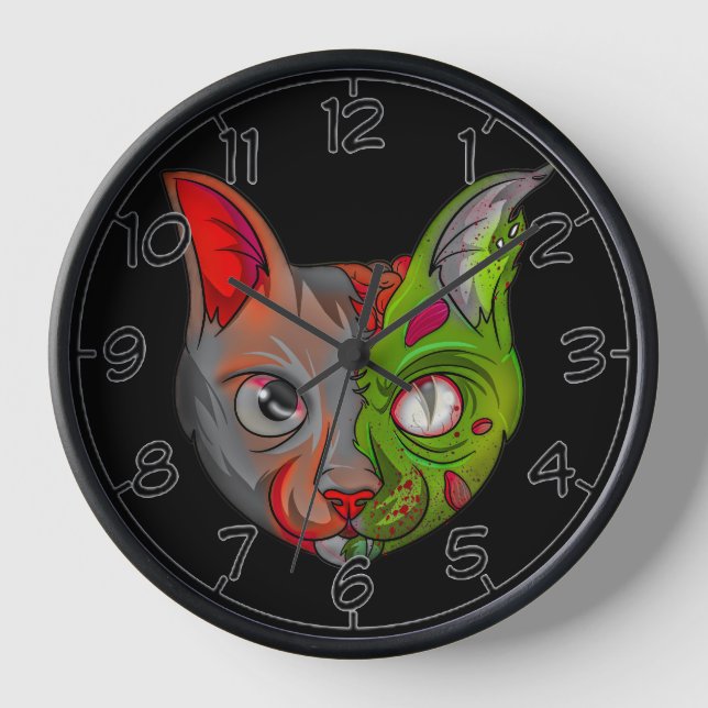 Reloj Gato Zombie crudo (Anverso)