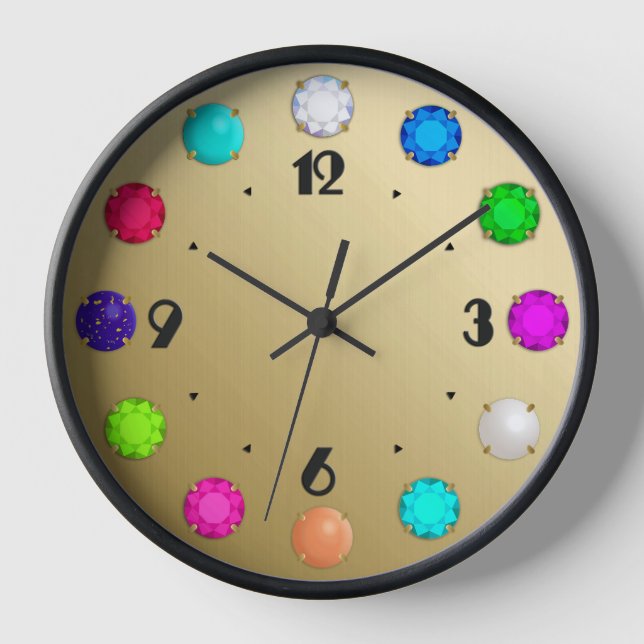 Reloj Gemas multicolores sobre el dorado cepillado enmar (Anverso)