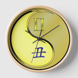 Reloj Géminis y Buey de Metal