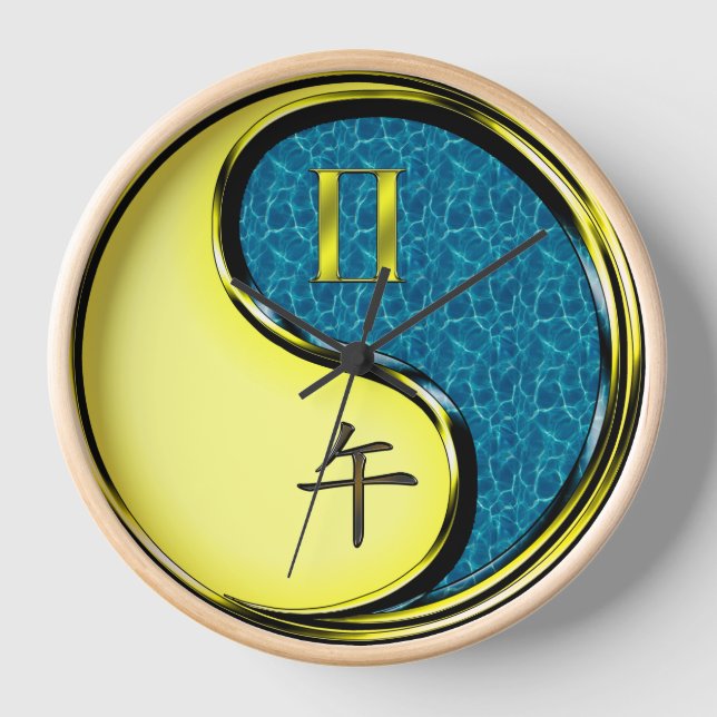 Reloj Géminis y Caballo de Agua (Anverso)