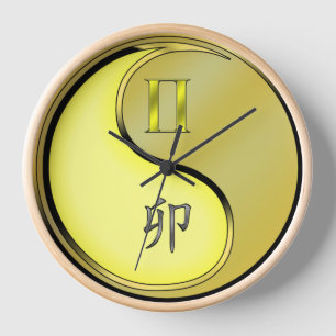 Reloj Géminis y Conejo de Metal