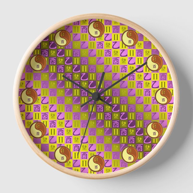 Reloj Géminis y Gallo de Madera (Anverso)