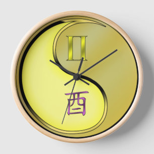 Reloj Géminis y Gallo de Metal