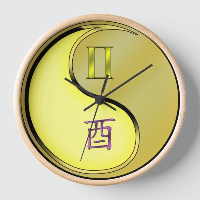 Reloj Géminis y Gallo de Metal (Anverso)