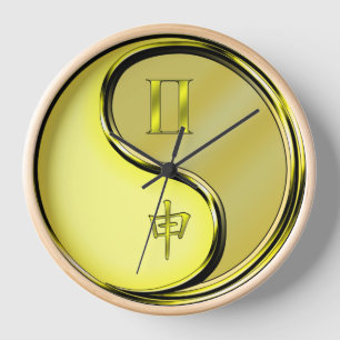 Reloj Géminis y Mono de Metal