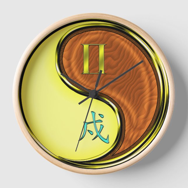 Reloj Géminis y Perro de Madera (Anverso)
