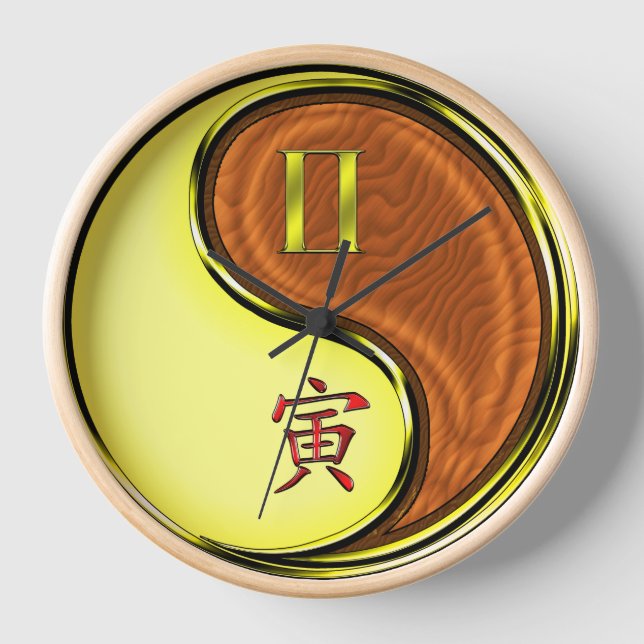 Reloj Géminis y Tigre de Madera (Anverso)