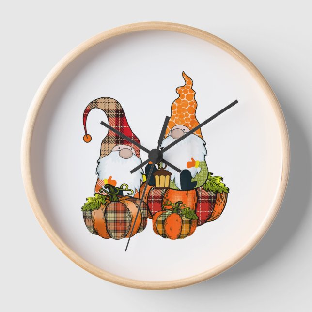 Reloj Gnomes de calabaza caen otoño cute Halloween (Anverso)