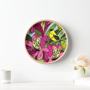 Reloj Goldfinch y Flowers