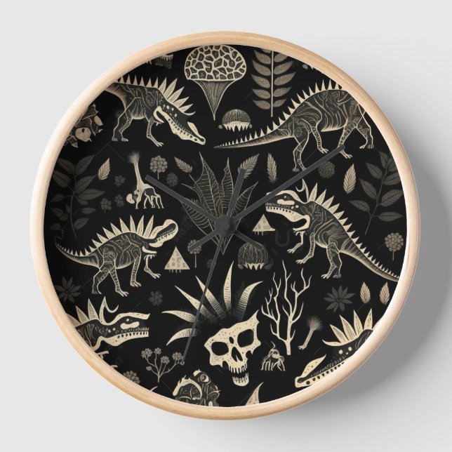 Reloj Gothic Tribal Dinosaur Skeleton Wall Clock (Anverso)