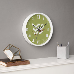 Reloj Grabado estiloso monogramado blanco oliva moderno