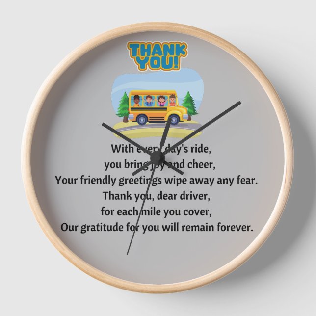 Reloj Gracias, Conductor De Autobús Escolar. (Anverso)