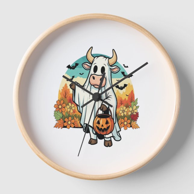 Reloj Graciosa vaca fantasma de Halloween (Anverso)
