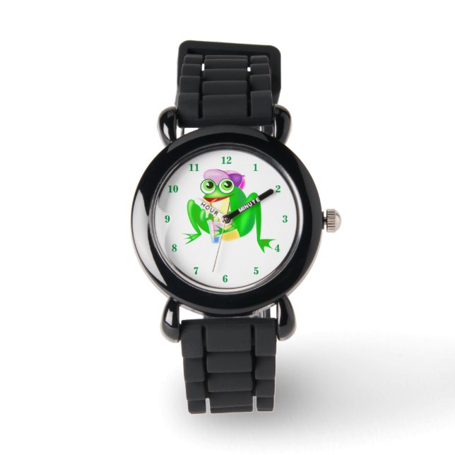 Reloj gracioso con sapo Fiesta feliz (Anverso)