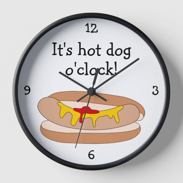 Reloj Gráfica de alimentos divertidos de Hot Dog O'Clock (Anverso)
