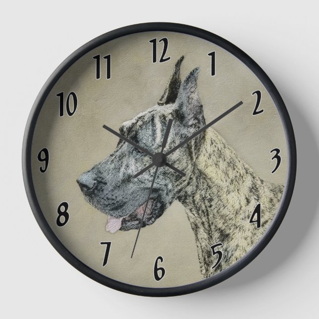 Reloj Gran Danés (Atigrado) Pintura - Arte Original de P (Anverso)