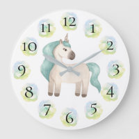Reloj grande con floral de unicornio Bonito Girly