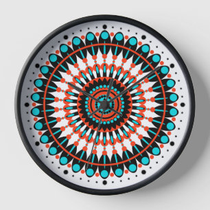 Reloj grande de arte de mandala geométrico colorid