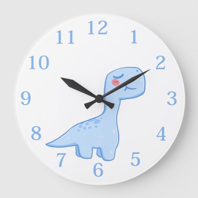 Reloj Grande de Dinosaurio Azul para Niños (Anverso)