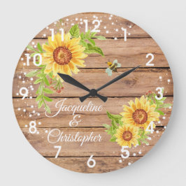 Reloj grande de girasol amarillo amarillo floral r