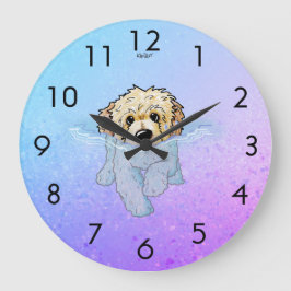 Reloj grande de KiniArt DoodleMoji Goldendoodle