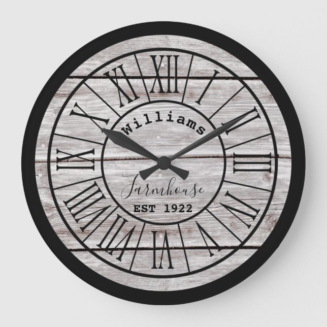 Reloj grande de madera blanco del apellido del (Anverso)