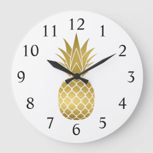 Reloj grande de piña dorada