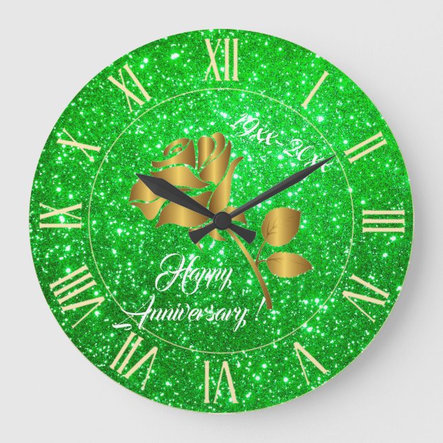 Reloj grande de regalo floral verde Purpurina de o (Anverso)