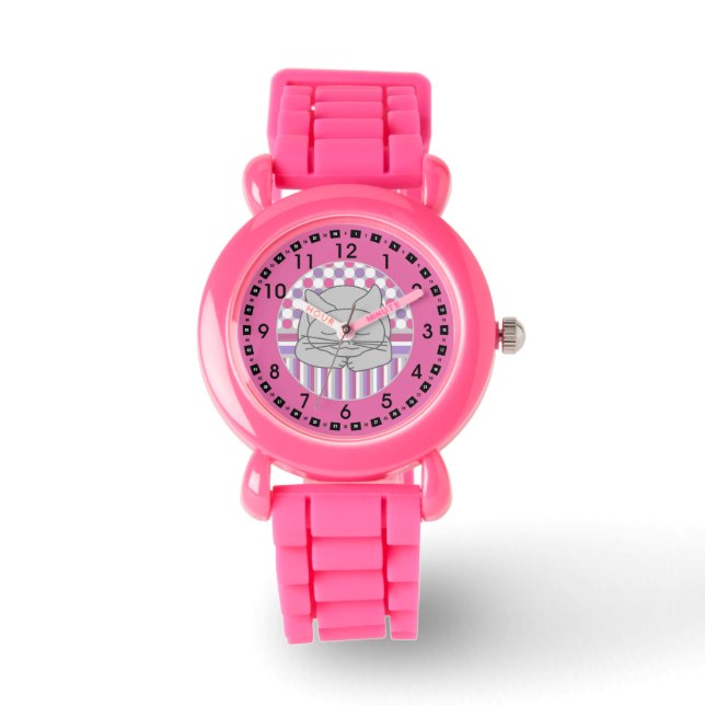 Reloj grande Oval con estampado de gato gris durmi (Anverso)