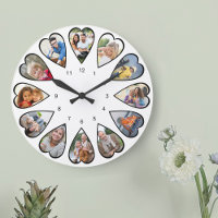 Reloj grande redondo blanco con fotos en forma de
