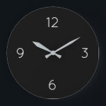 Reloj grande simple con numeración blanca y negra<br><div class="desc">El reloj artístico moderno presenta un diseño minimalista en una paleta de colores blanco y negro. Un diseño sencillo y sencillo con números blancos sobre fondo negro. Una moderna adición a su cocina, sala de estar o pared de oficinas, un moderno regalo de oficina o un moderno regalo de casa...</div>