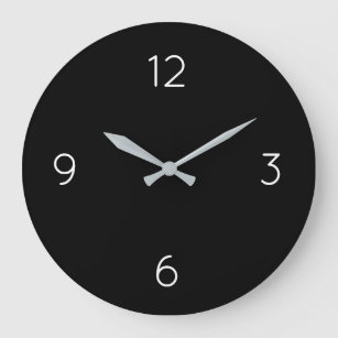 Reloj grande simple con numeración blanca y negra