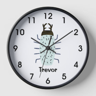 Reloj Grandes niños habitación nombre escarabajo azul go