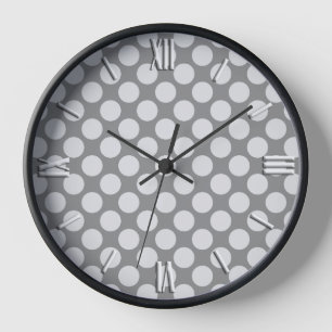 Reloj Grandes puntos retro - tonos de gris