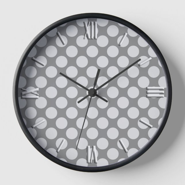 Reloj Grandes puntos retro - tonos de gris (Anverso)
