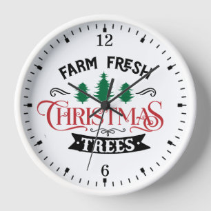 Reloj Granja Fresco Árboles de Navidad Diseño-54394