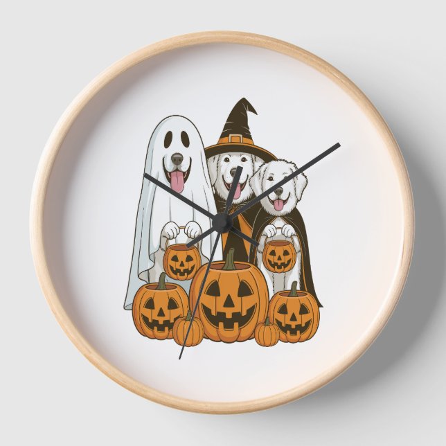 Reloj Great Pyrenees Dog Ghost Witch Halloween Matching  (Anverso)