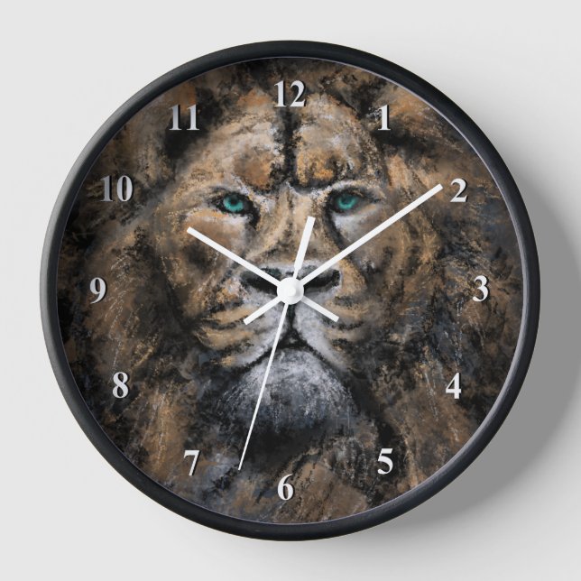 Reloj Green Eyed Strong Lion Wall Clock (Anverso)