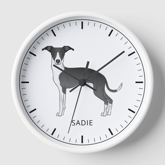 Reloj Greyhound Italiano Blanco Y Negro Con Texto Person (Anverso)
