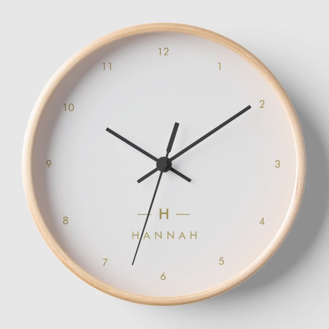 Reloj Gris dorado monograma | Moderno Minimalista (Anverso)