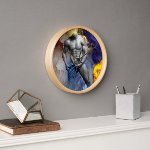Reloj Grito de la figura muscular masculina en escala de