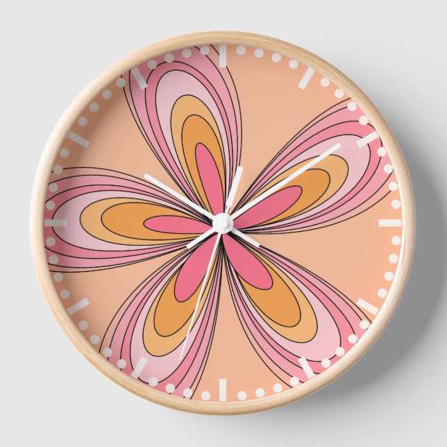 Reloj Groovy 70 Hippie Flor Peach Fuzz Retro Daisy (Anverso)