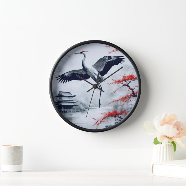 Reloj Grúa Japonesa Elegante En Jardín Japonés (Hogar)
