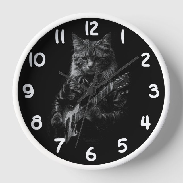 Reloj Guay Cat Jugando guitarra eléctrica (Anverso)